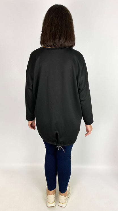 Denim & embellished heart motif sweatshirt | 5 Colours