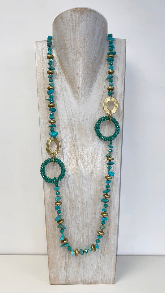 Beaded loop necklace | Turquoise