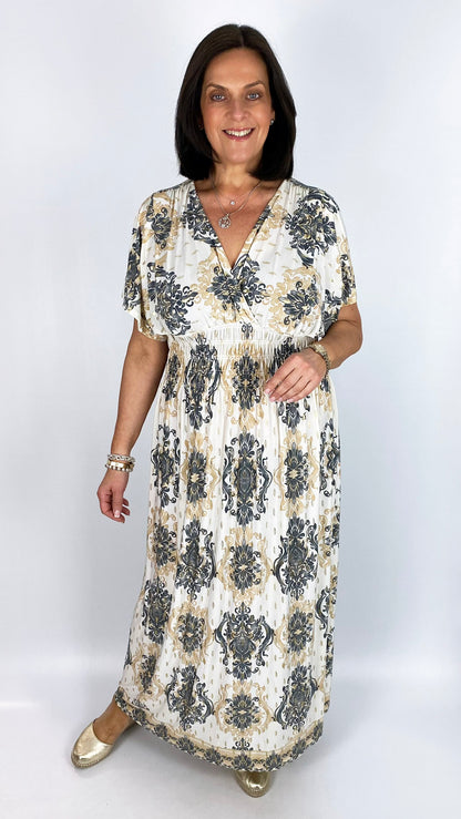 Crease-free crossover maxi dress | 3 classic Baroque Prints