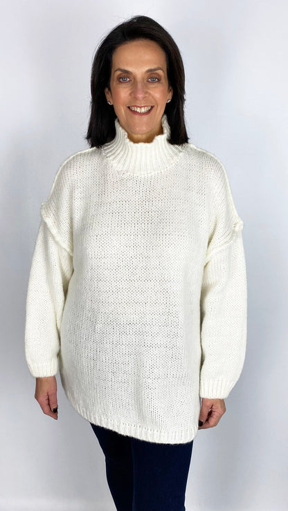 Exposed seam turtleneck cosy jumper | 6 Colours