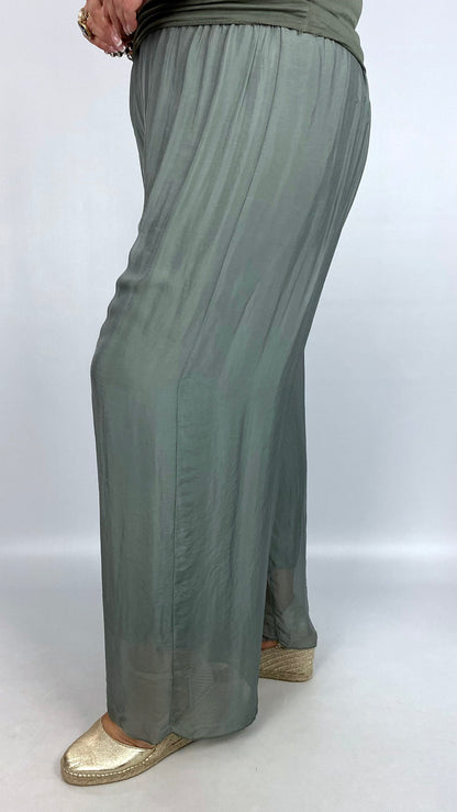 Silk wide-leg pull-on pants | 4 Colours