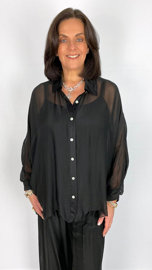 Silk button-front shirt & cami set | 3 Colours