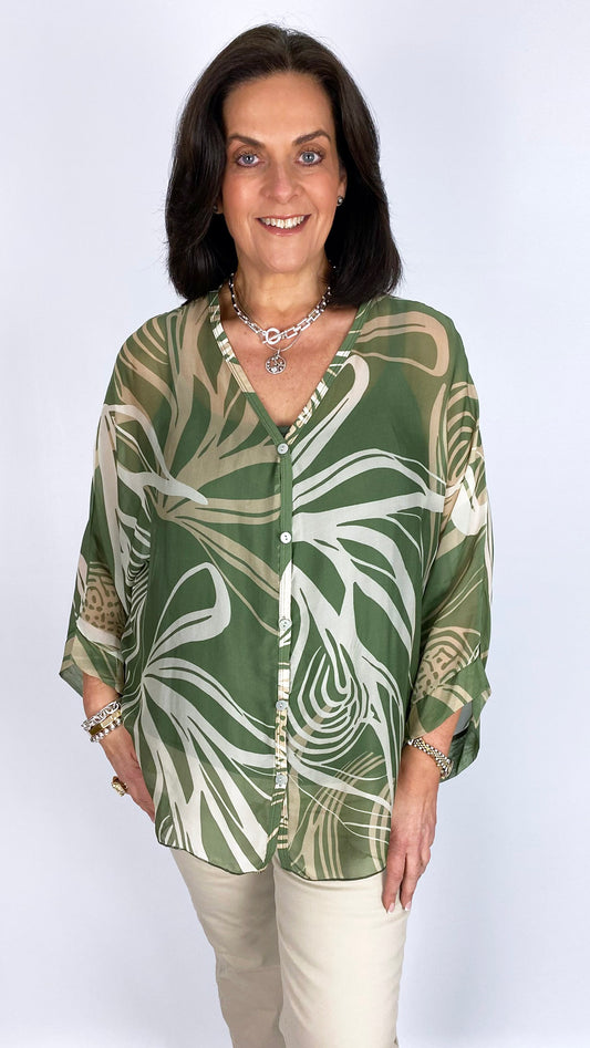 Silk print blouse & cami set | 2 Colours