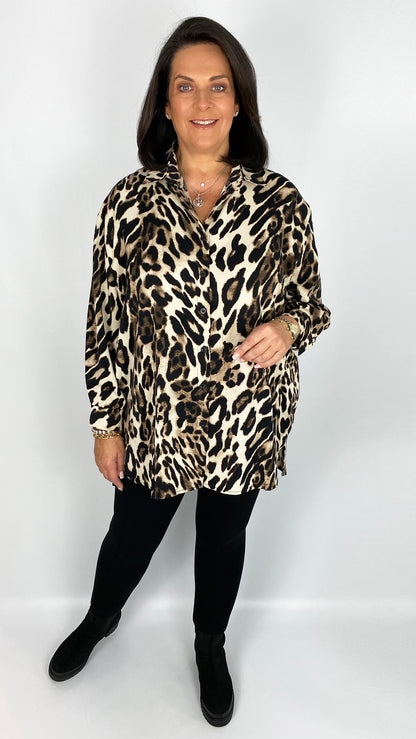 Long sleeve leopard print shirt - last 1s