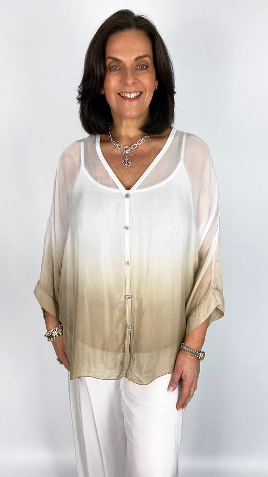 Silk dip-dye blouse & cami set | 2 Colours
