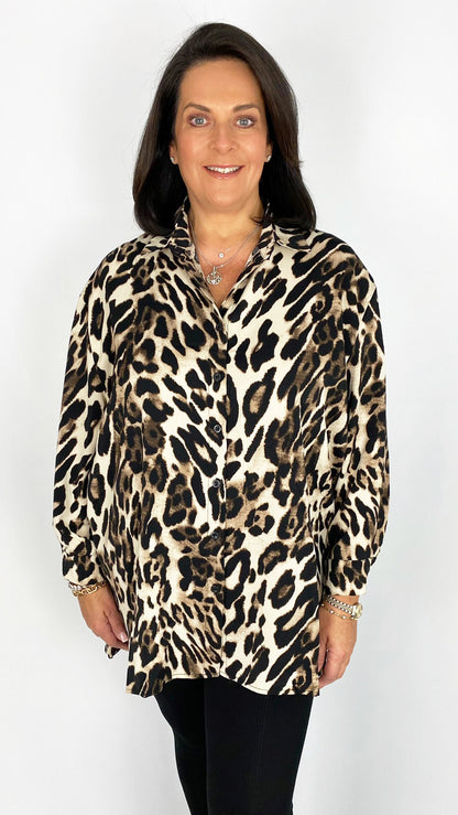 Long sleeve leopard print shirt - last 1s