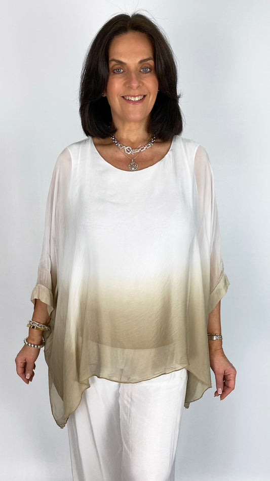 Silk dip-dye batwing tunic top | 3 Colours