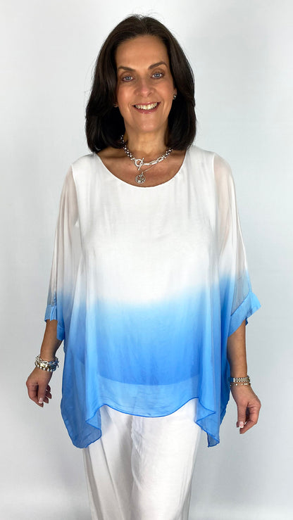 Silk dip-dye batwing tunic top | 3 Colours