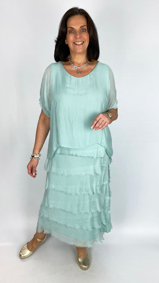 Silk tiered dress | Mint