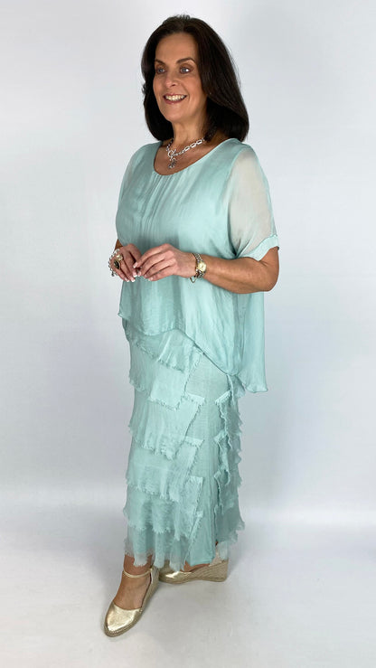 Silk tiered dress | Mint