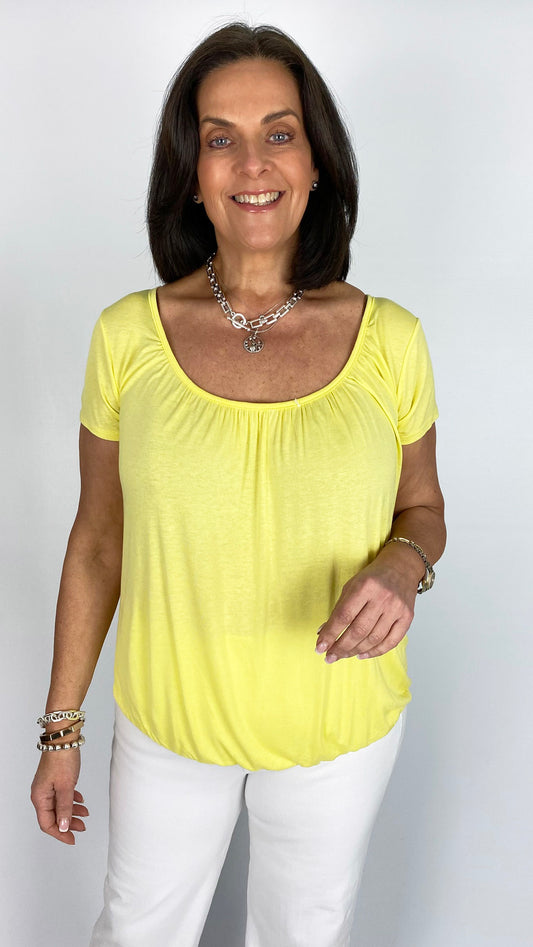 Gathered short-sleeve top | 11 Colours | new! Mocha or Khaki