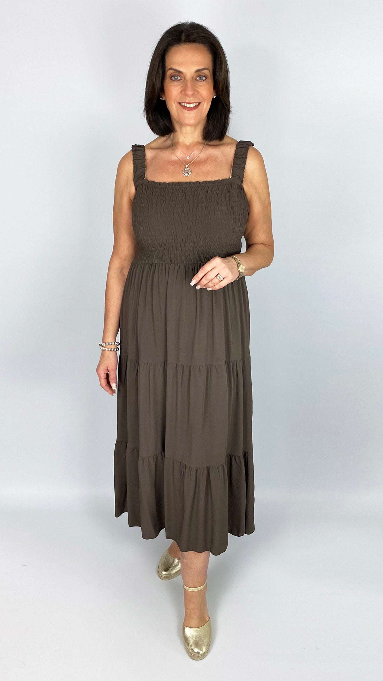 Shirred bust tiered maxi dress | 6 Colours