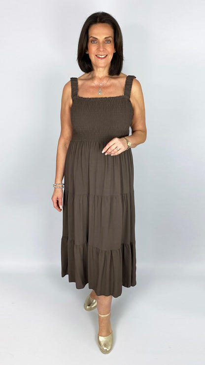 Shirred bust tiered maxi dress | 6 Colours