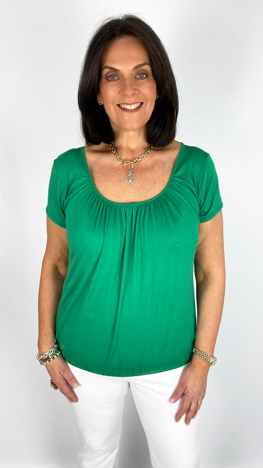 Gathered short-sleeve top | 11 Colours | new! Sky Blue, Stone, Mocha or Khaki