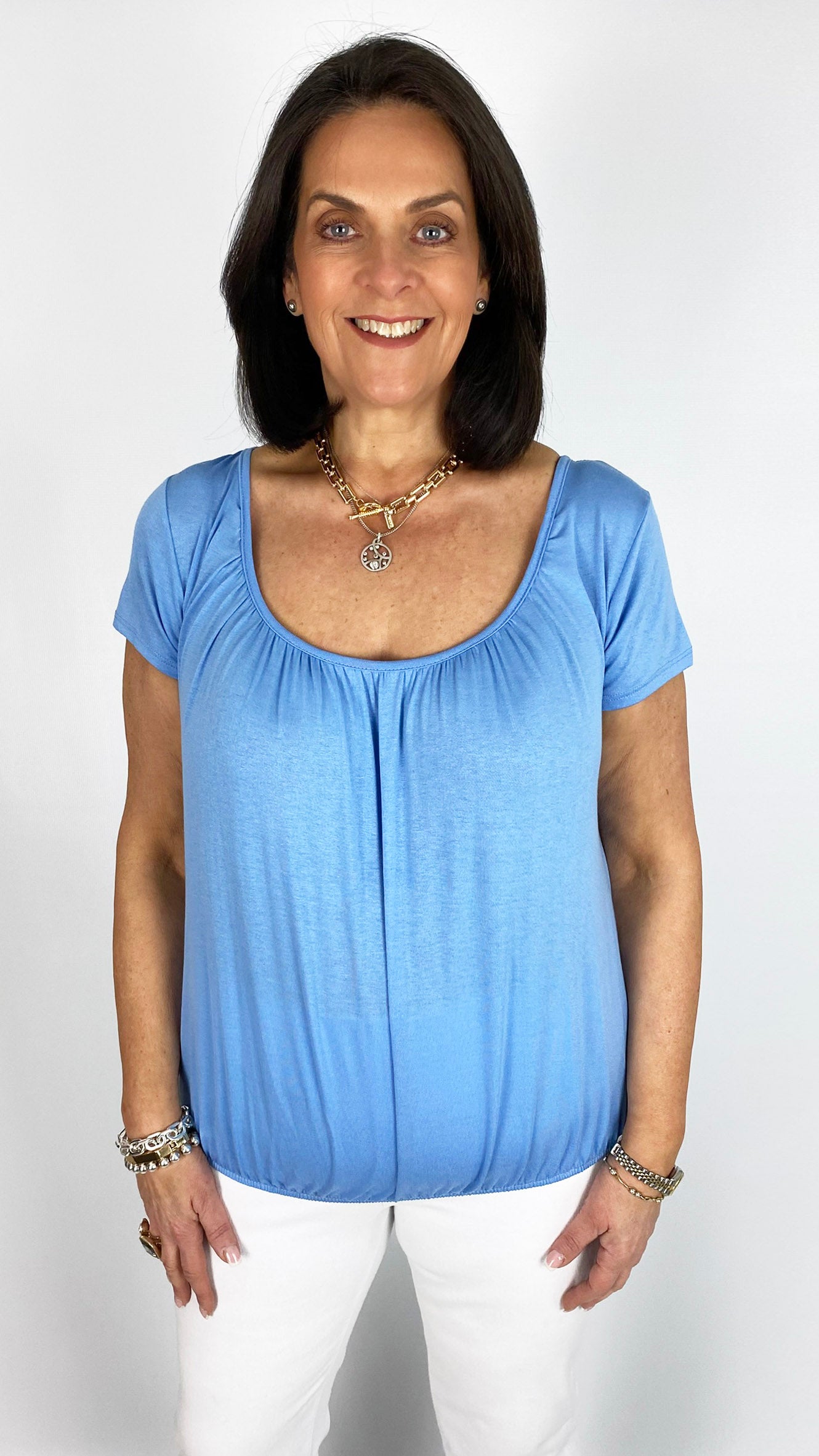 Gathered short-sleeve top | 14 Colours | back in!