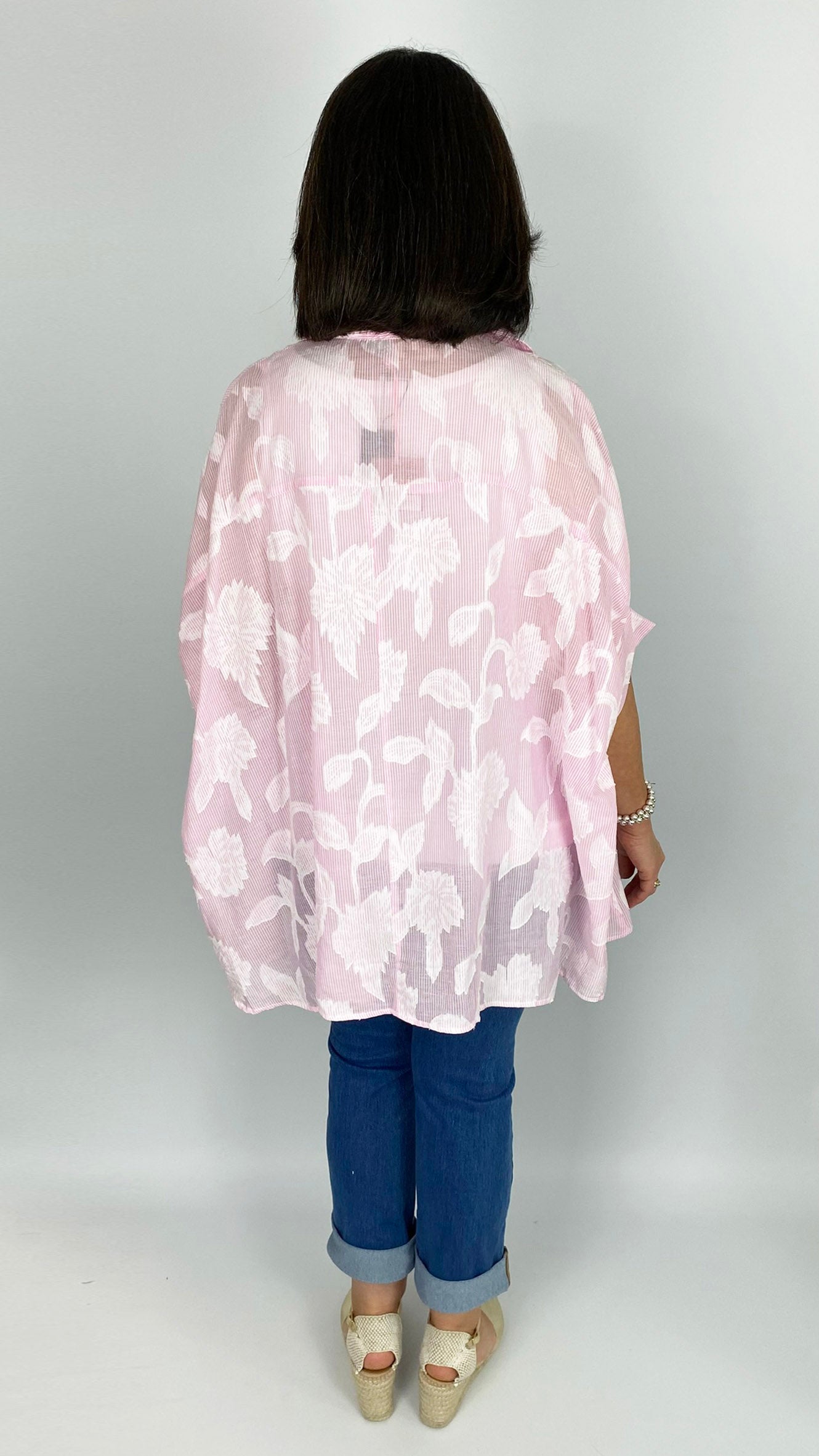 Oversized pinstripe & fine embroidery cotton shirt | by Goa | 2 Colours