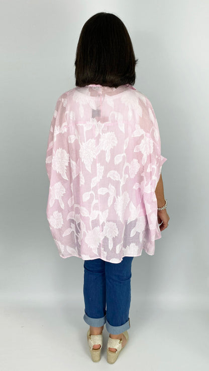 Oversized pinstripe & fine embroidery cotton shirt | by Goa | 2 Colours