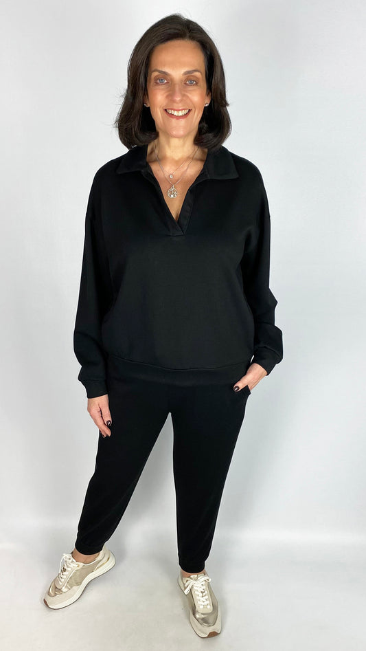 Collared v-neck & cuffed pant loungesuit | 4 Colours