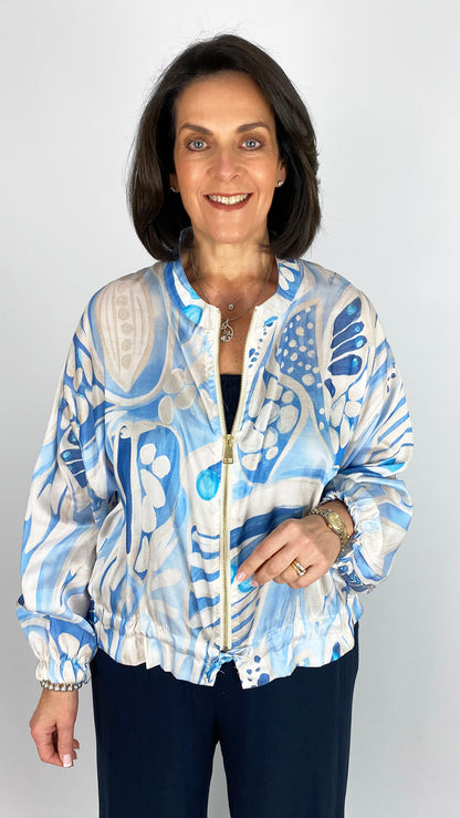 Zip-through butterfly print bomber jacket | 5 Colours
