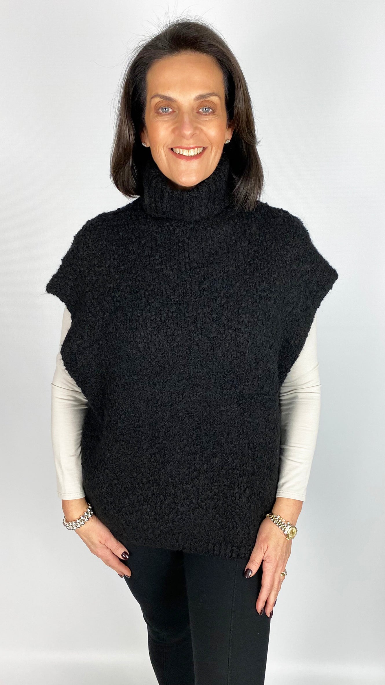 Soft boucle knit rollneck sleeveless jumper | 4 Colours