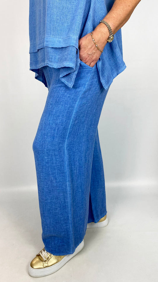 Cotton & linen mix wide-leg trouser | 2 Colours
