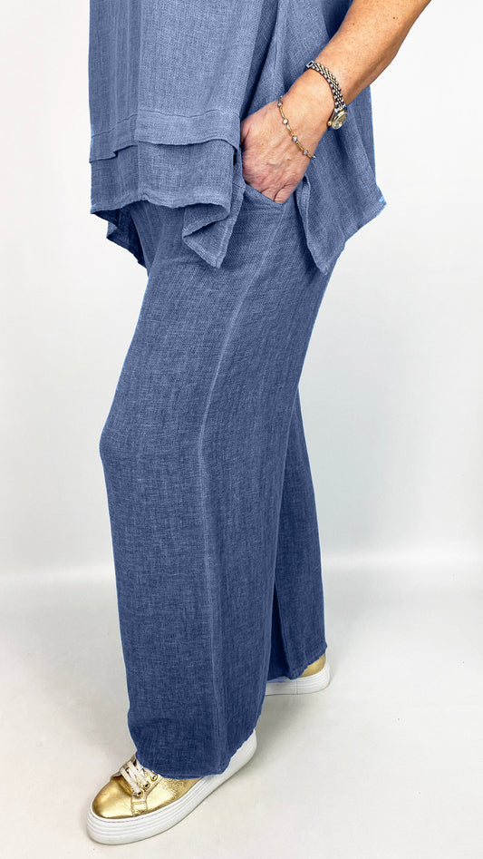 Cotton & linen mix wide-leg trouser | 3 Colours | last 1