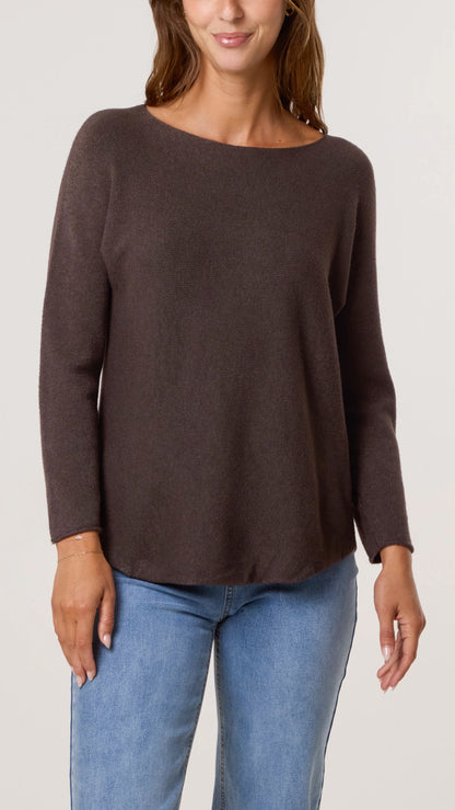 Essential curved hem slash neck jumper | 11 Colours | Bestseller!