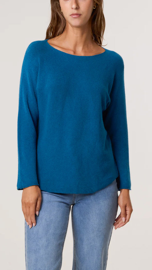 Essential curved hem slash neck jumper | 11 Colours | Bestseller!