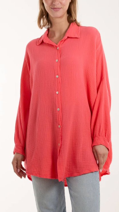 Cheesecloth oversized button-through shirt (6 Colours) - last 1s