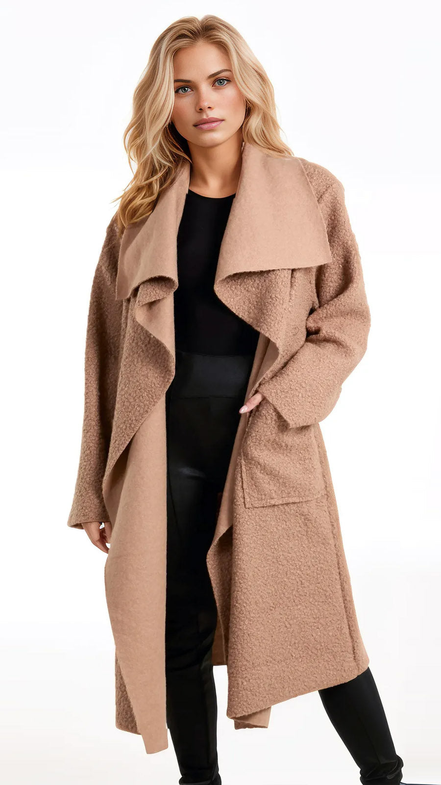 Edge-to-edge longline textured pocket coat (4 Colours) - more coming Friday!