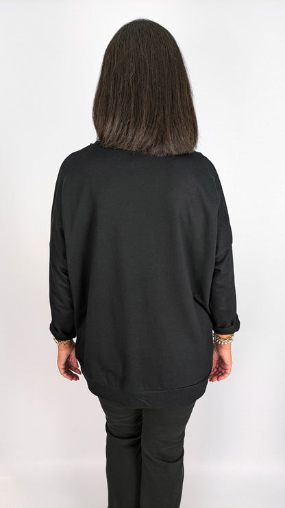Pearl & diamante hearts LW sweatshirt | 4 Colours