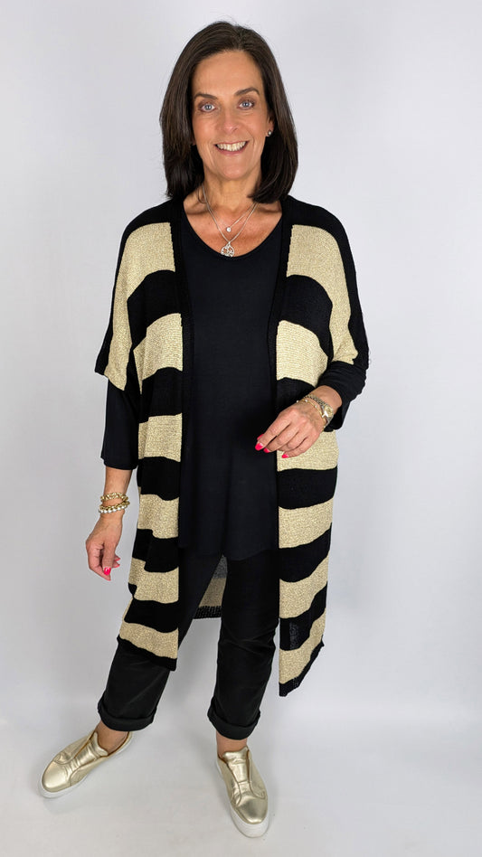 Gold stripe longline cardigan | 3 Colours