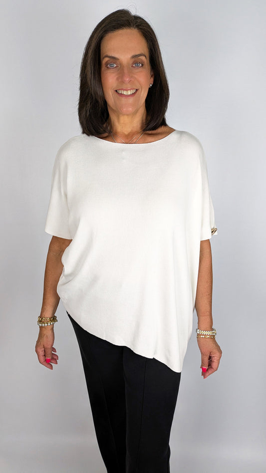 Asymmetric gold button jumper | 2 Colours