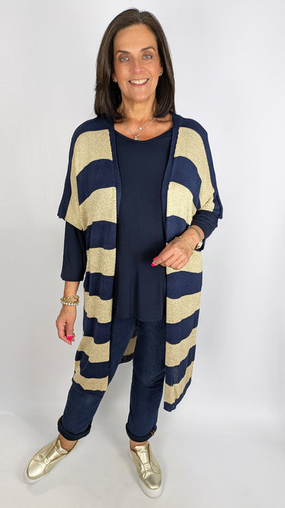 Gold stripe longline cardigan | 3 Colours