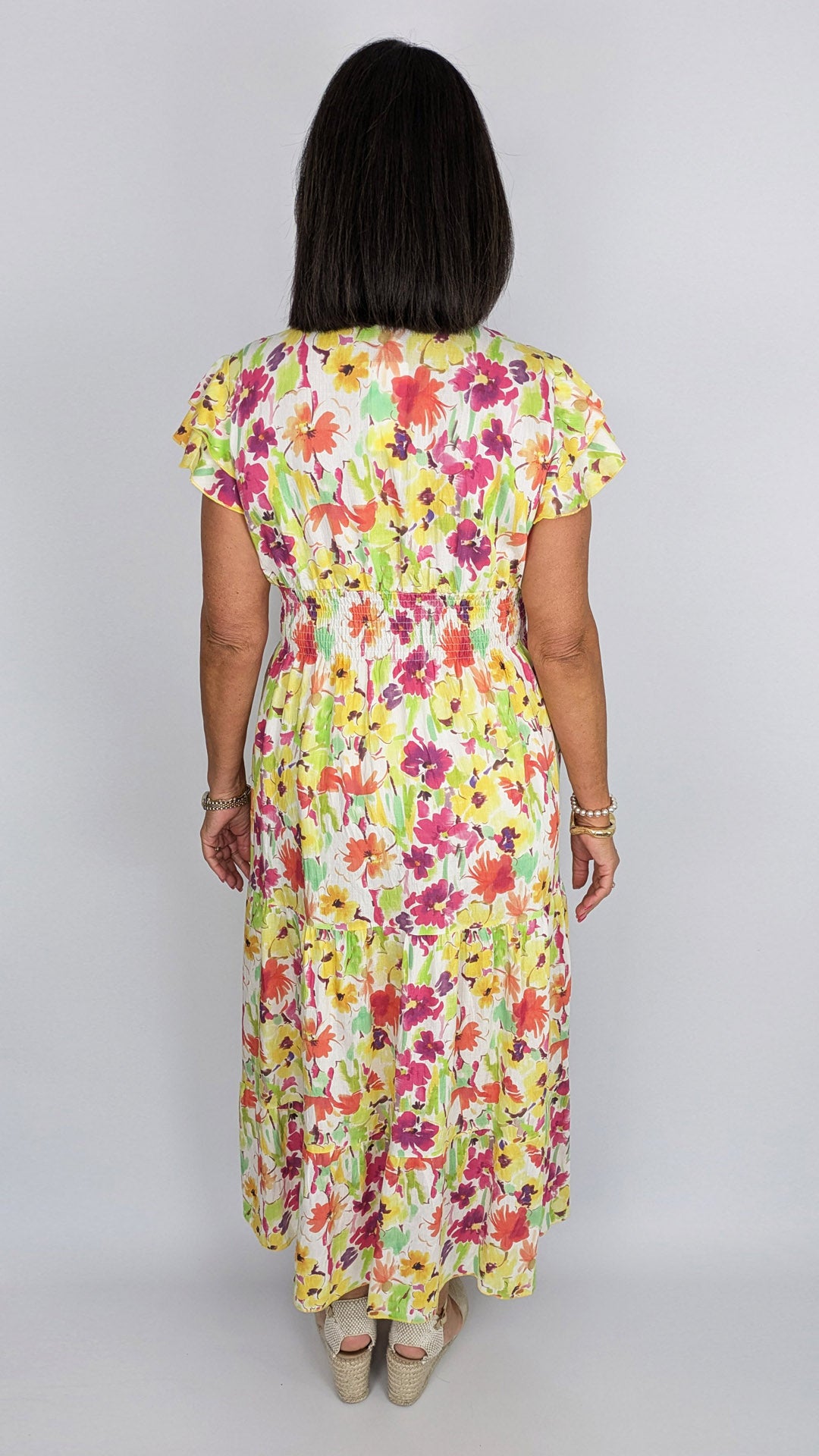 Floral v-neck shirred maxi dress | 3 Colours
