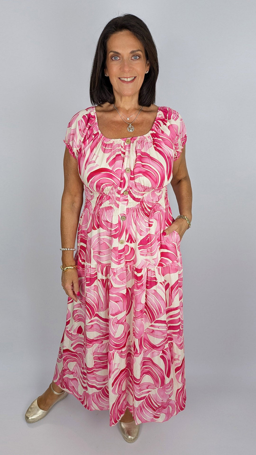On/off-the-shoulder shirred maxi dress | 3 Colours | last 1s
