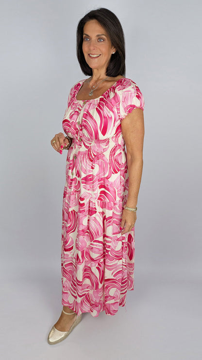 On/off-the-shoulder shirred maxi dress | 3 Colours | last 1s