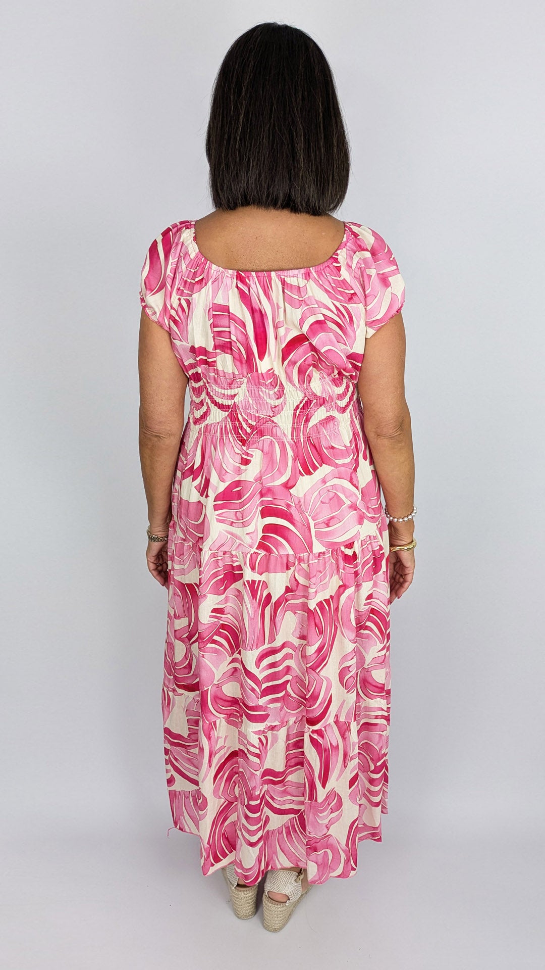 On/off-the-shoulder shirred maxi dress | 3 Colours | last 1s