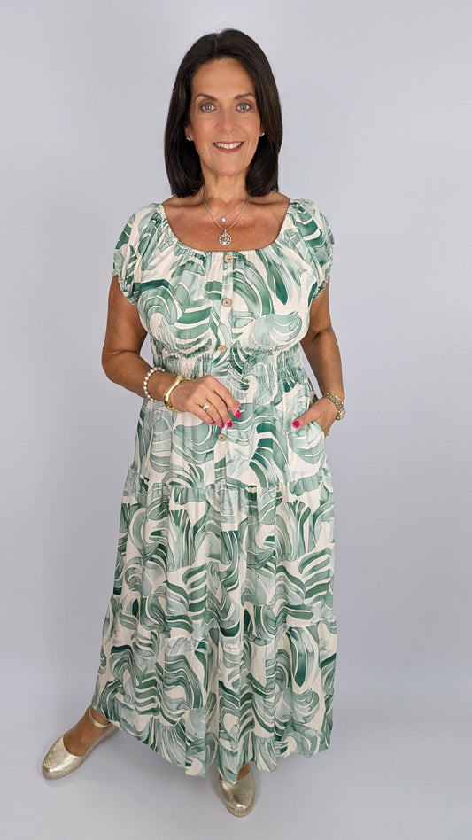 On/off-the-shoulder shirred maxi dress | 3 Colours | last 1