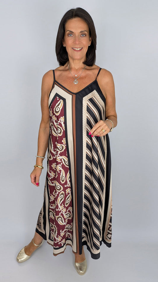 Reversible multi-print strappy satin dress | 3 Colours