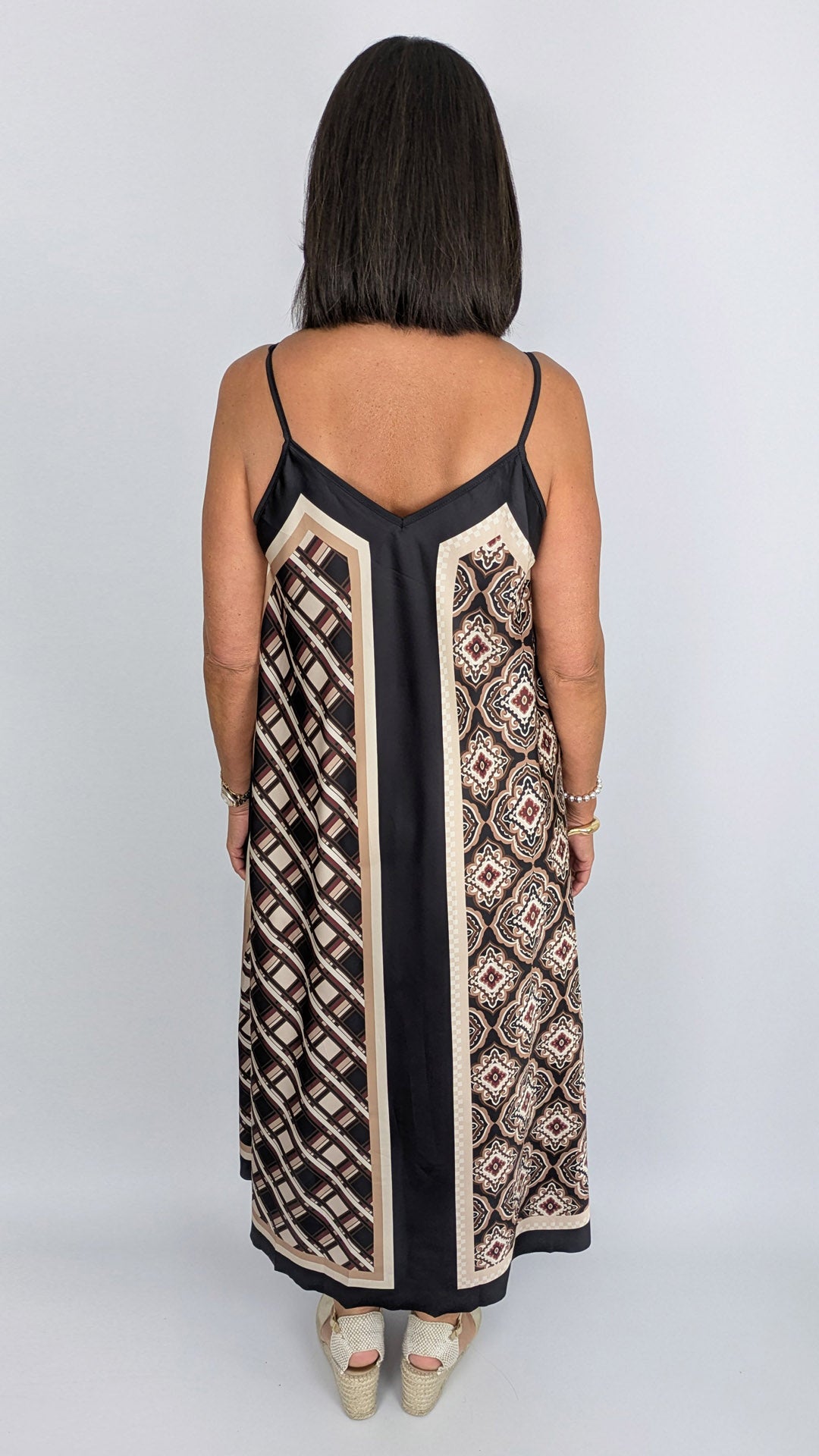 Reversible multi-print strappy satin dress | 3 Colours