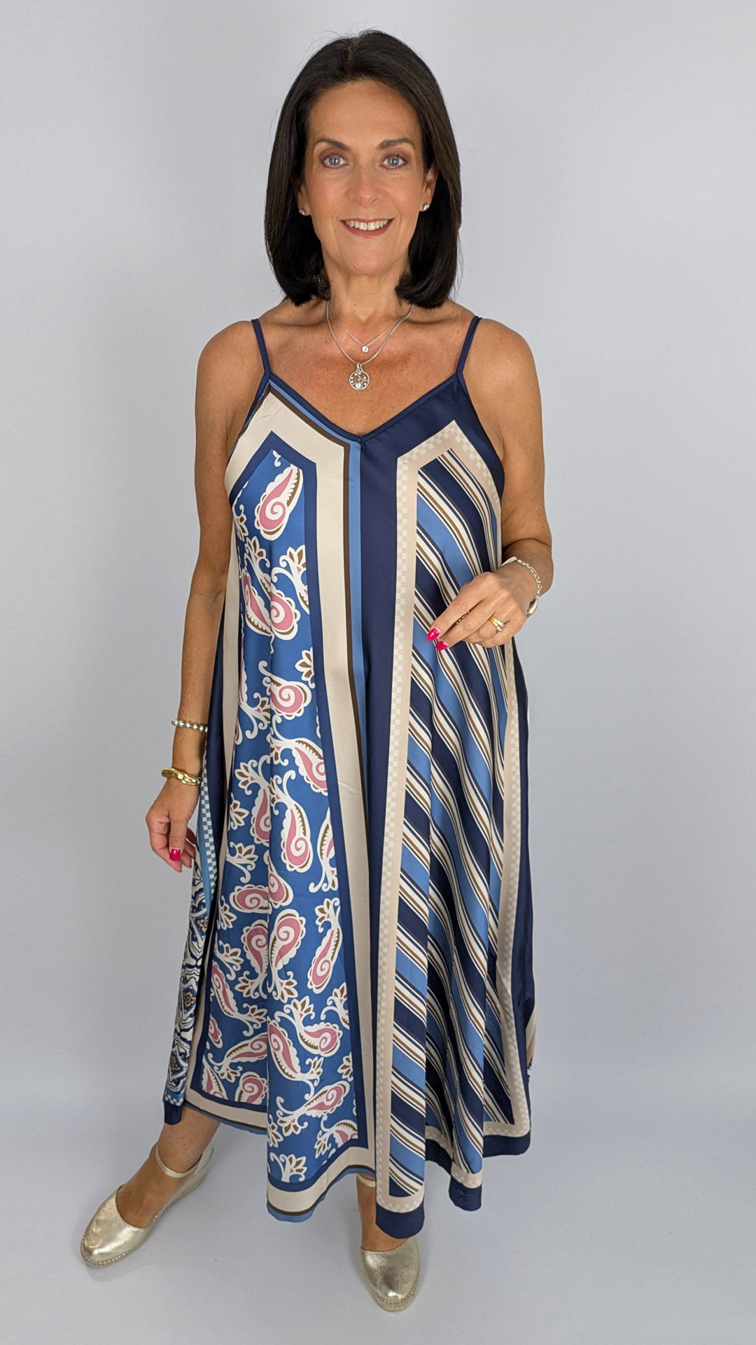Reversible multi-print strappy satin dress | 3 Colours