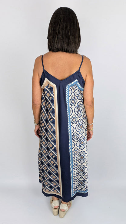 Reversible multi-print strappy satin dress | 3 Colours