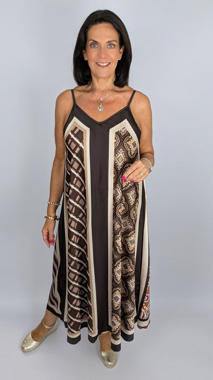 Reversible multi-print strappy satin dress | 3 Colours
