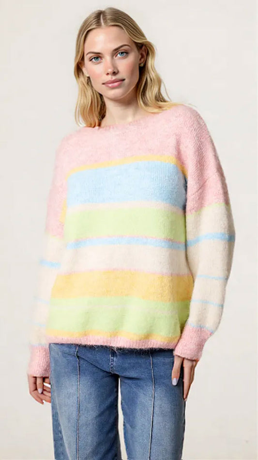Pastel block crew neck jumper | 2 sizes
