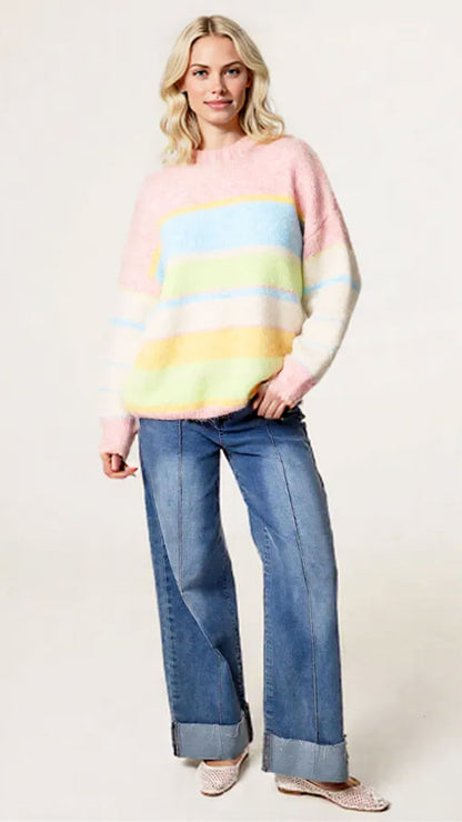 Pastel block crew neck jumper | 2 sizes | last 1