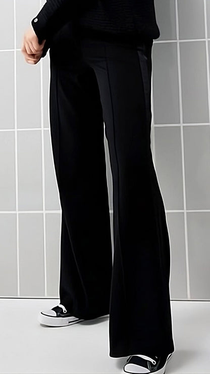 Straight-cut jersey trousers (Black) by Smith & Soul