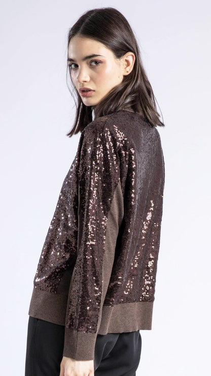 Hailey sequin turtleneck jumper | Rich brown | by Religion