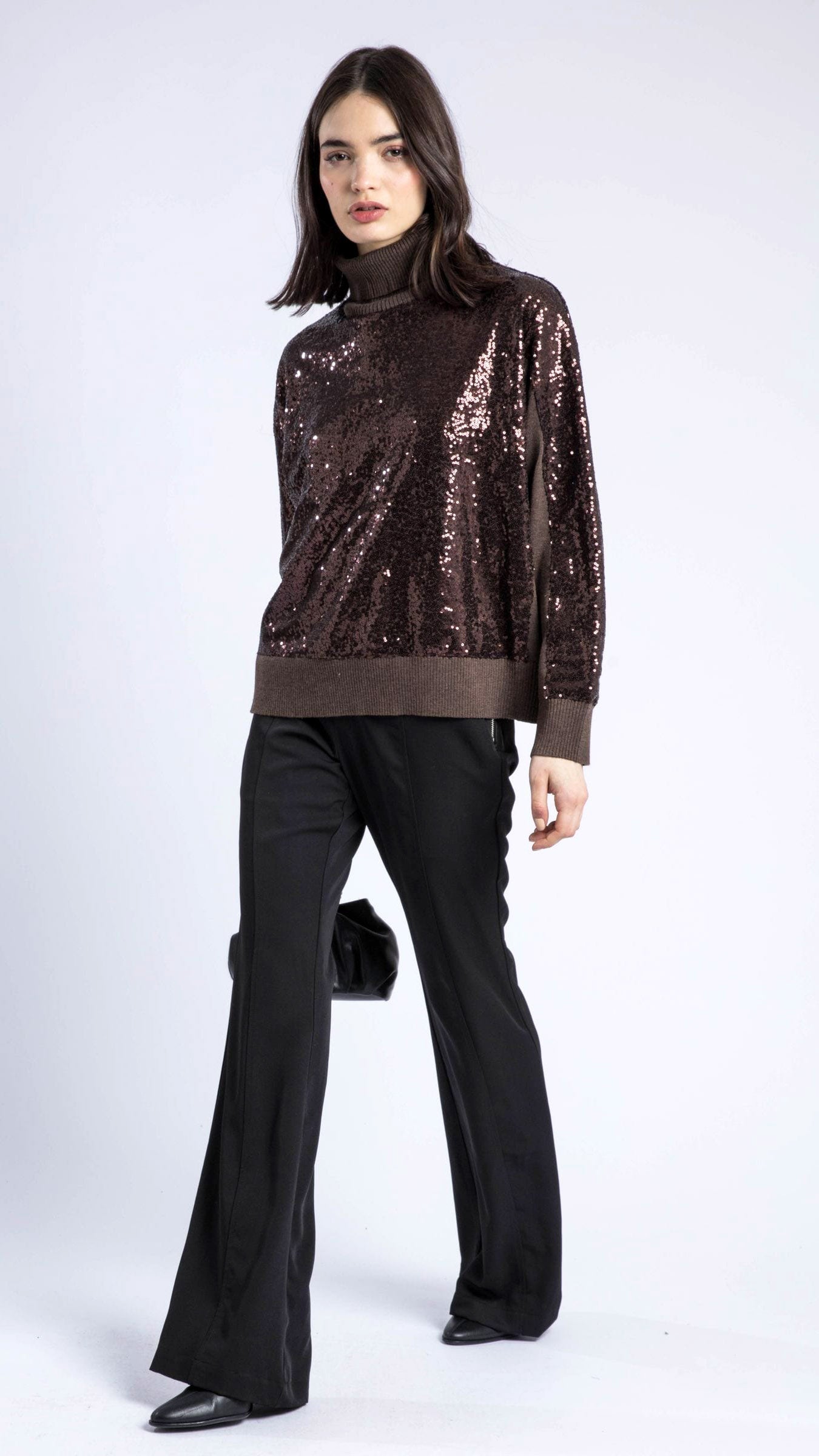 Hailey sequin turtleneck jumper | Rich brown | by Religion