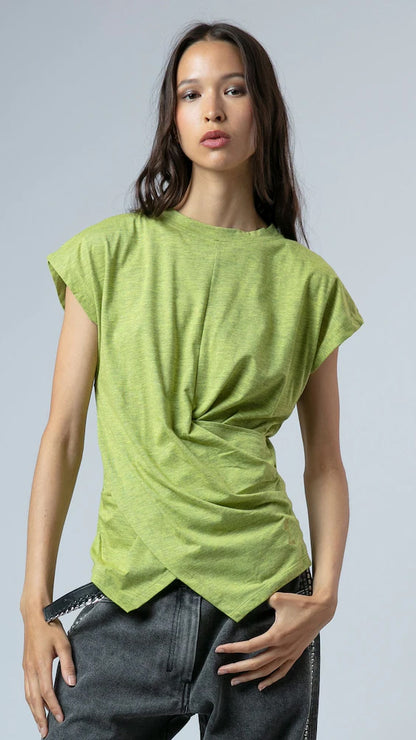 Time drape t-shirt | Lime | by Religion